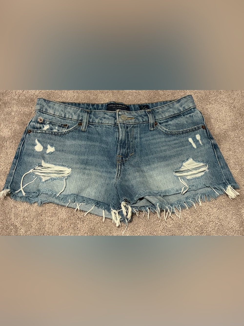 Lucky Brand The Cut Off Denim Shorts Women’s 2/26 (30x2.5) Distressed Frayed